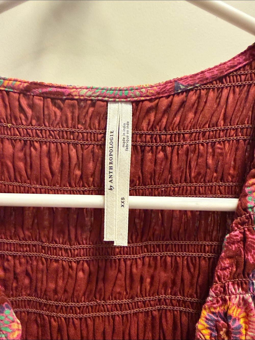 Anthropologie Berry Floral Smocked Maxi Dress with Flutter Sleeves - Picture 2 of 3